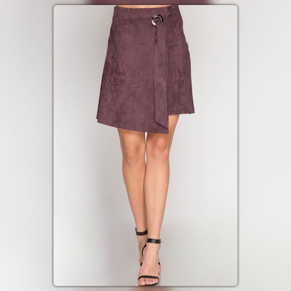Plum Asymmetrical Wrap Skirt - Picture 2 of 3